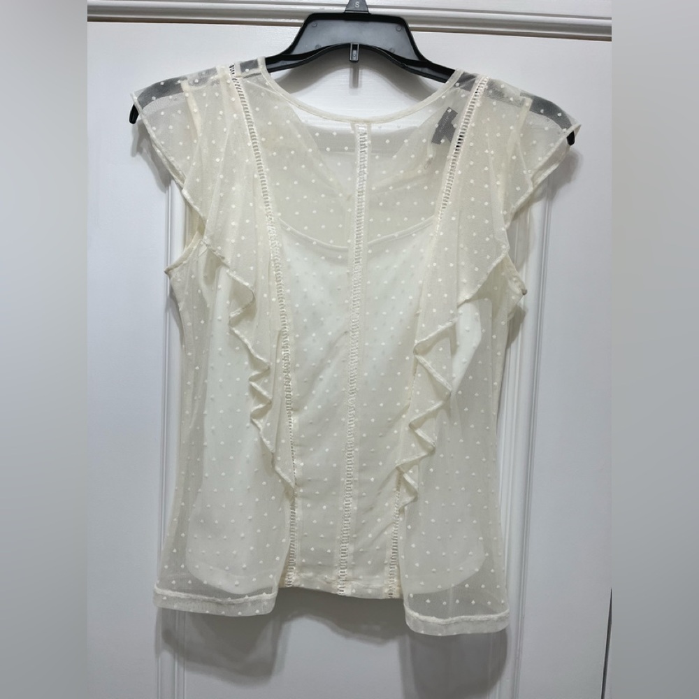 Halogen (S) blouse w sheer overlay